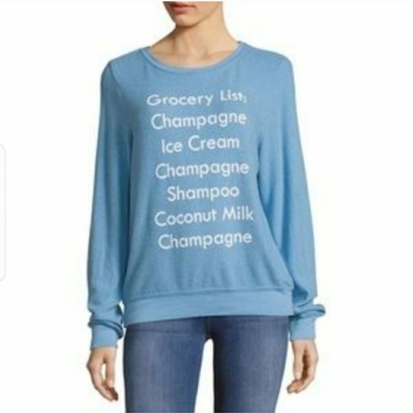 Wildfox Tops - Wildfox Grocery List Champagne Soft Jumper